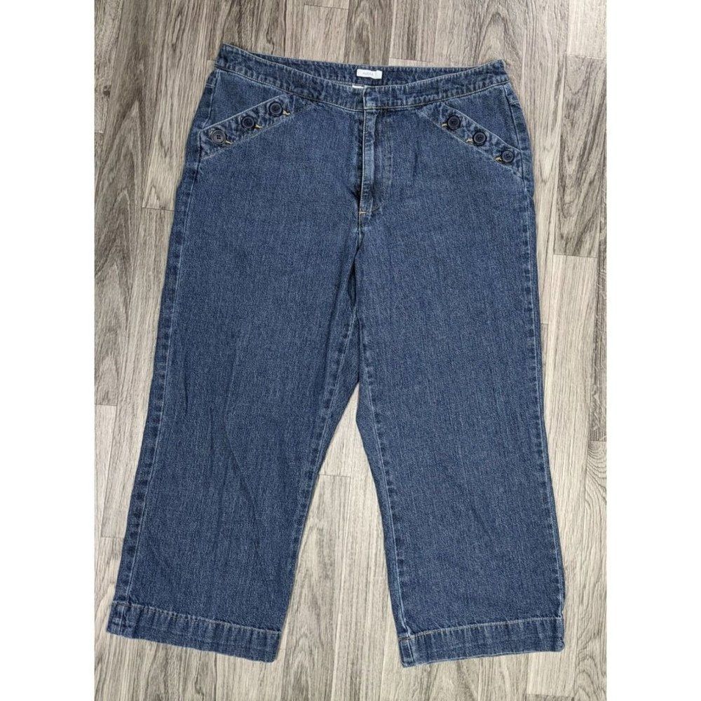 (3/$35)‎ Liz Claiborne Size 12 Cotton Audra Pockets Denim Blue Jeans Capris